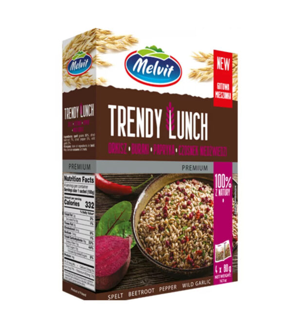 MELVIT TRENDIG LUNCH 4*80G FÄRDIG BLANDNING AV SPELTADE RÖTPAPPER BJÖRNVITLÖK*6