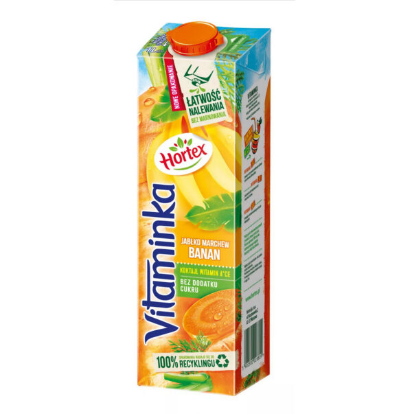 HORTEX VITAMINKA JUICE 1L MOROT-ÄPLE-BANAN KARTONG*6