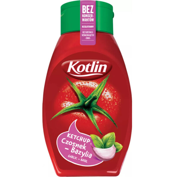 KOTLIN KETCHUP VITLÖKSBASILKA 450G MEN PLAST*6