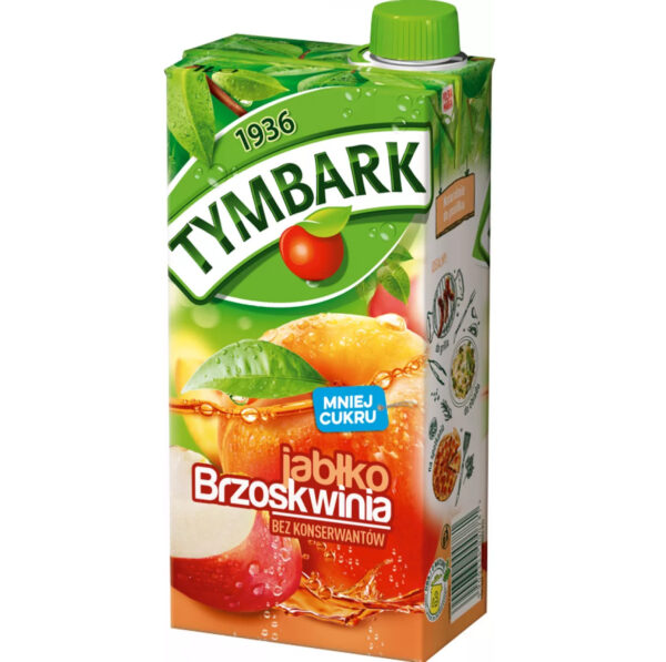 TYMBARK DRYCK 1L ÄPPEL-PERSIKA KARTONG*12