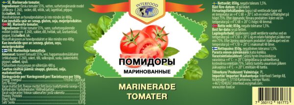 Marinarede tomater Interfood 1L * 8